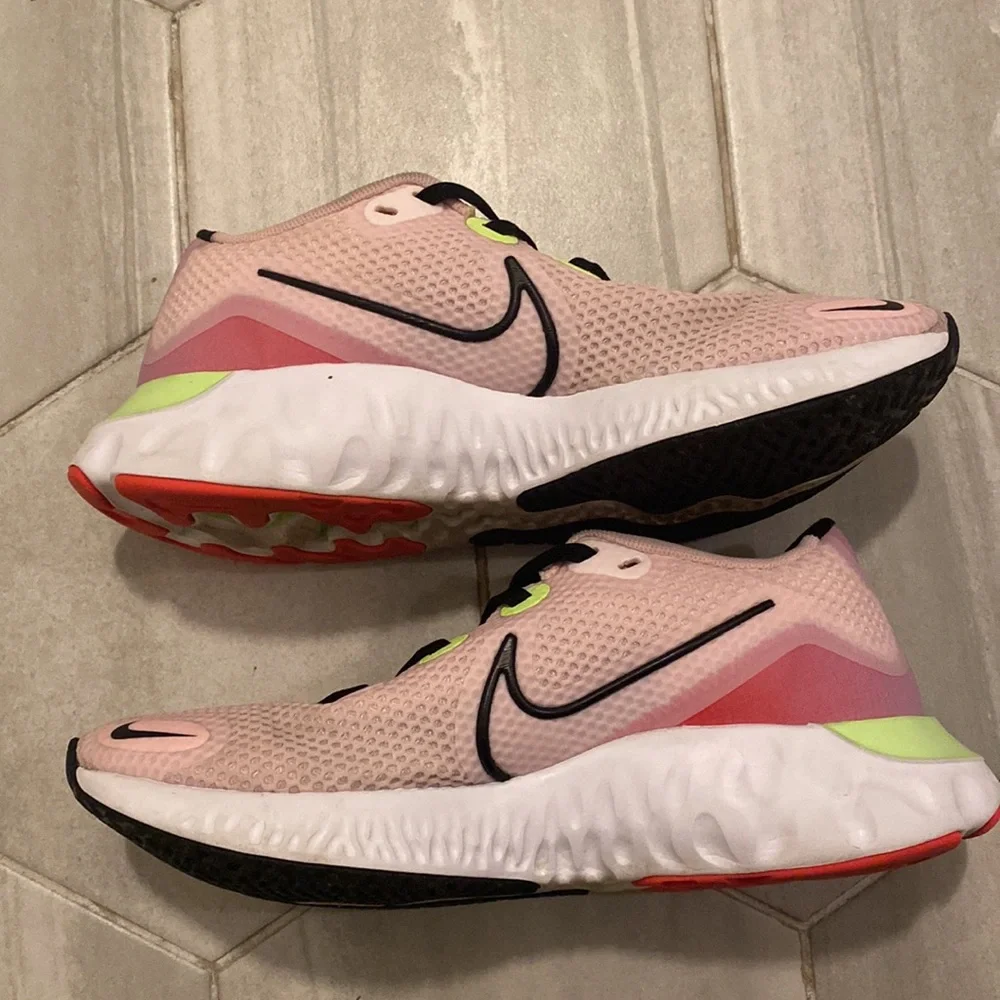 Nike Renew Women's Running Shoes - Pink and Neon Green Yellow - Picture 6 of 12